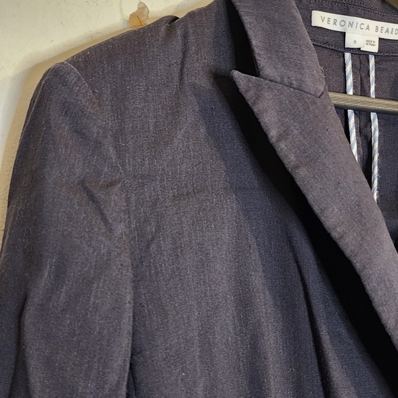 Veronica Beard Nisha Double Breasted Navy Blue Linen Blend Blazer Nautical sz 8 - Picture 3 of 12